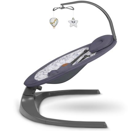 Lionelo - Dječja ljuljačka s melodijom RALF 4xAA siva/bijela + daljinski upravljač