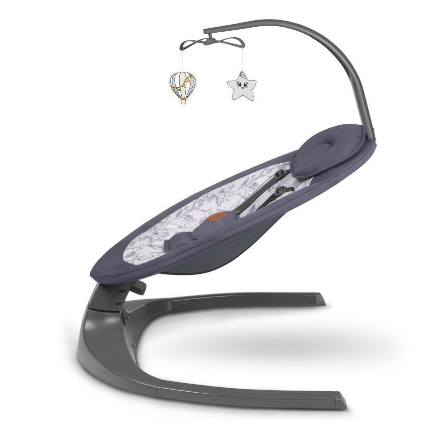 Lionelo - Dječja ljuljačka s melodijom RALF 4xAA siva/bijela + daljinski upravljač