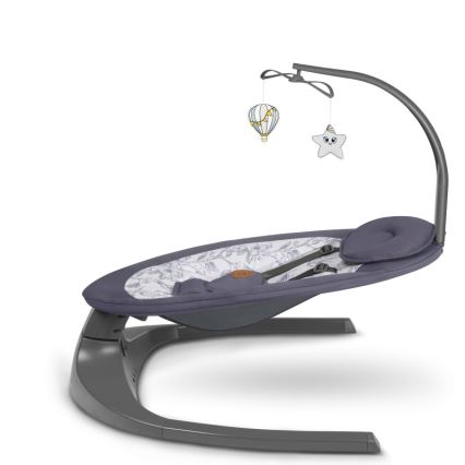 Lionelo - Dječja ljuljačka s melodijom RALF 4xAA siva/bijela + daljinski upravljač