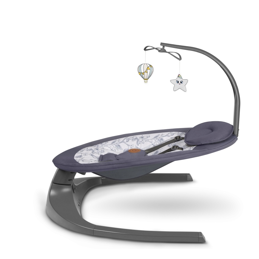 Lionelo - Dječja ljuljačka s melodijom RALF 4xAA siva/bijela + daljinski upravljač