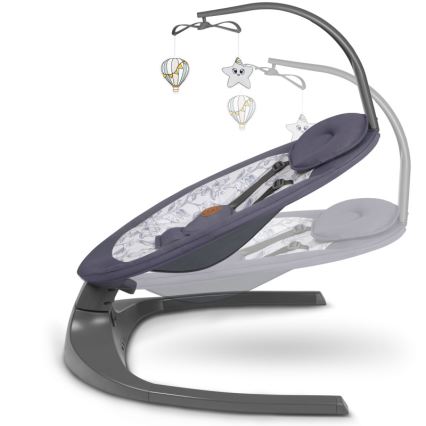 Lionelo - Dječja ljuljačka s melodijom RALF 4xAA siva/bijela + daljinski upravljač