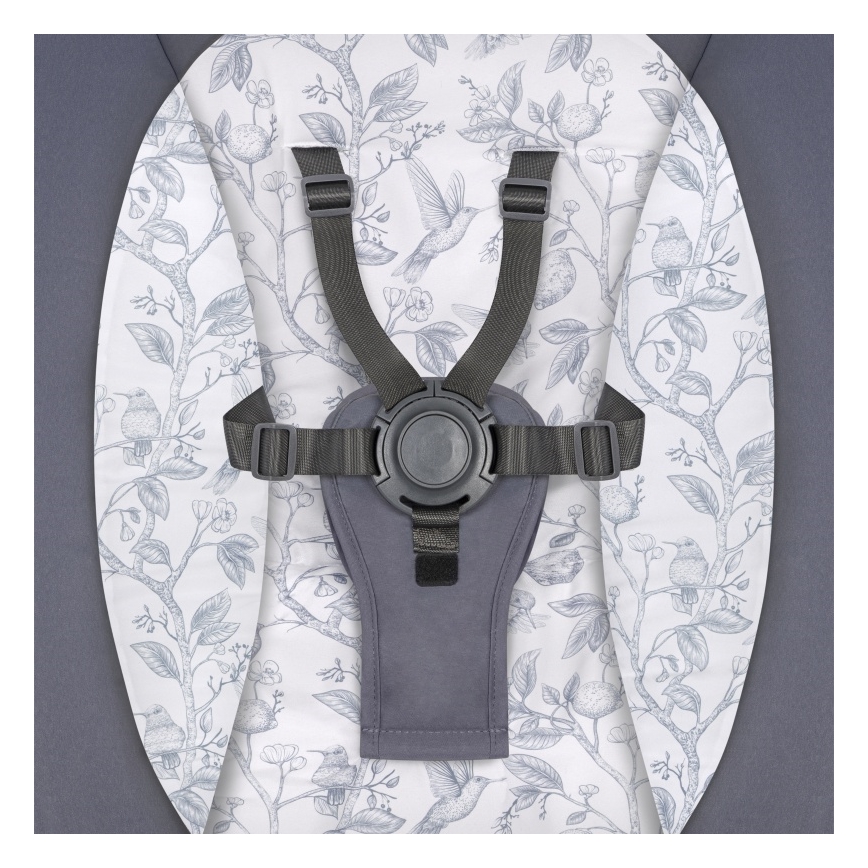 Lionelo - Dječja ljuljačka s melodijom RALF 4xAA siva/bijela + daljinski upravljač