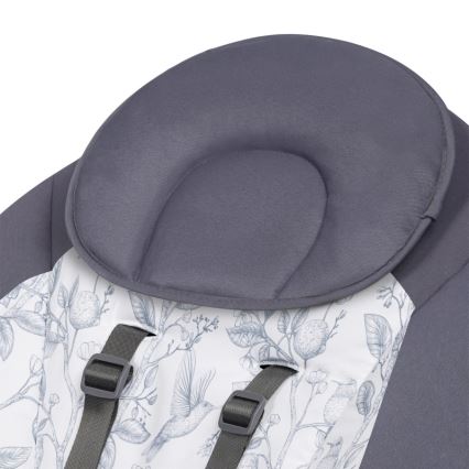 Lionelo - Dječja ljuljačka s melodijom RALF 4xAA siva/bijela + daljinski upravljač