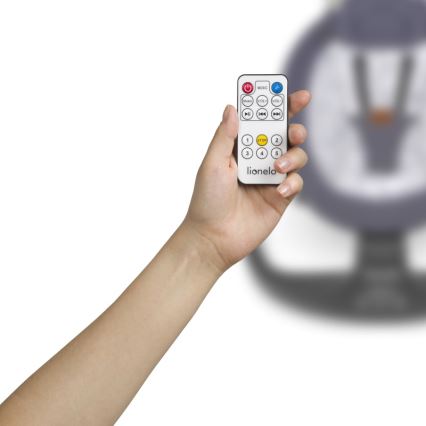 Lionelo - Dječja ljuljačka s melodijom RALF 4xAA siva/bijela + daljinski upravljač