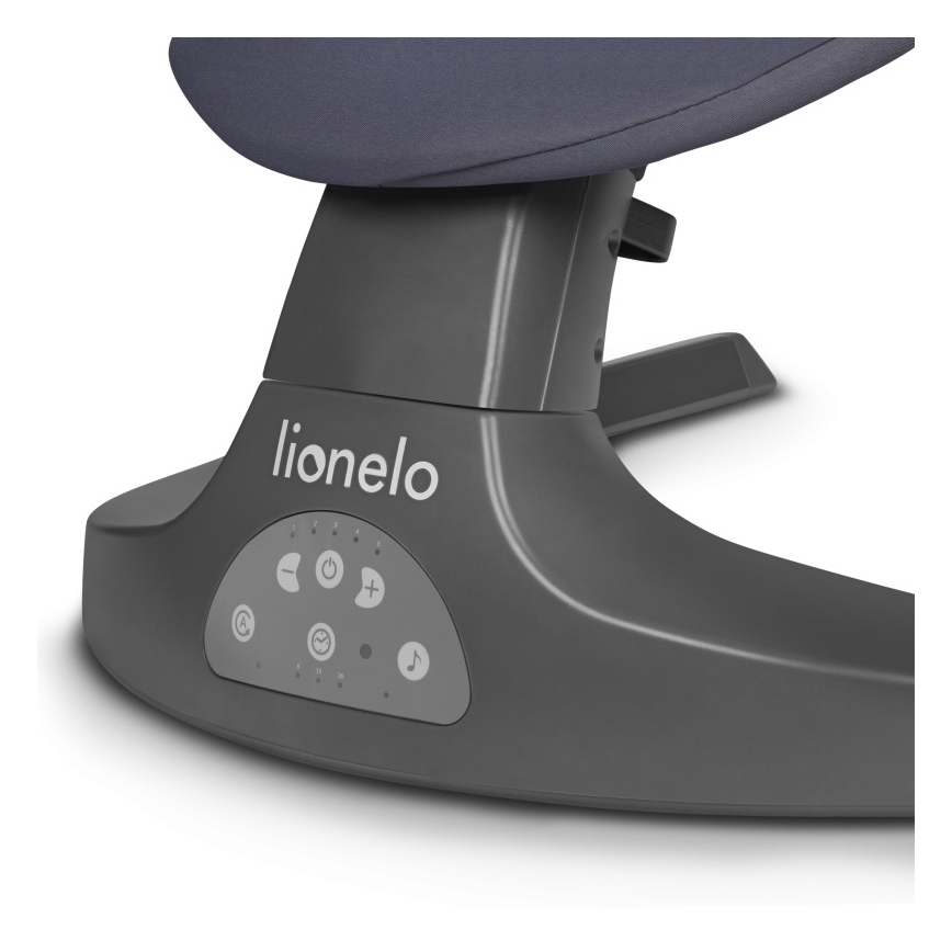 Lionelo - Dječja ljuljačka s melodijom RALF 4xAA sivo-bijela + daljinski upravljač