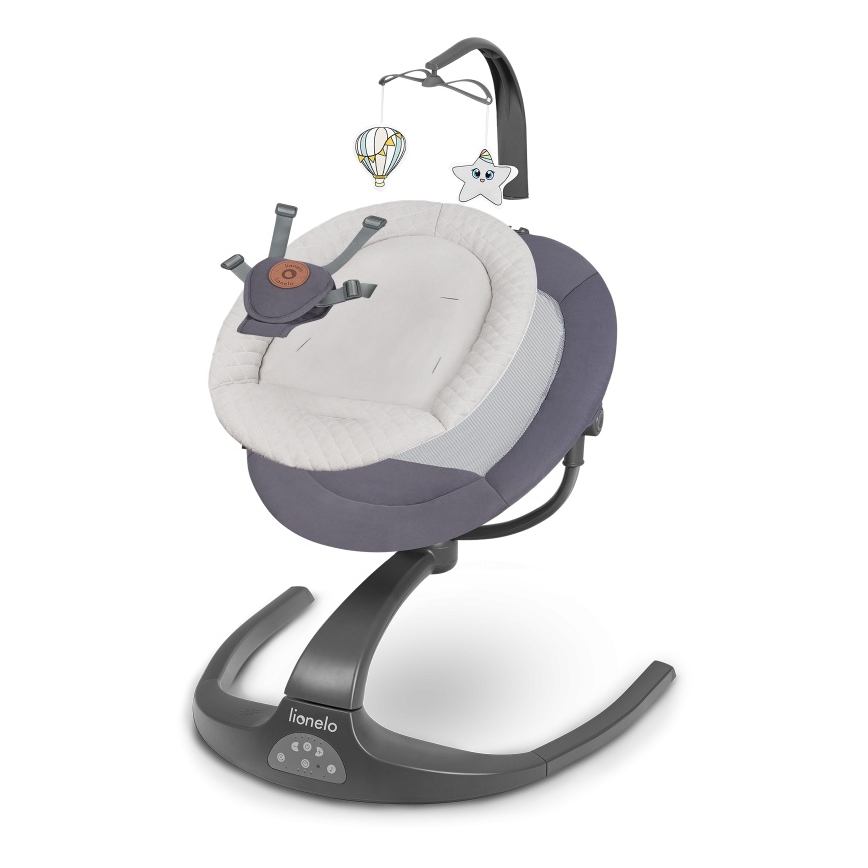 Lionelo - dječja ljuljačka s melodijom RINA 4xAA Grey Concrete + daljinski upravljač