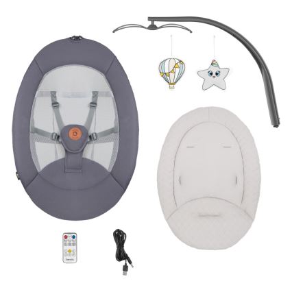 Lionelo - dječja ljuljačka s melodijom RINA 4xAA Grey Concrete + daljinski upravljač