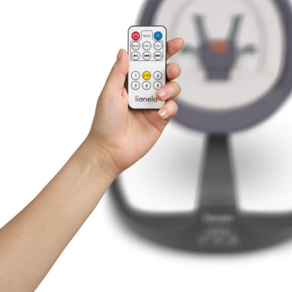 Lionelo - dječja ljuljačka s melodijom RINA 4xAA Grey Concrete + daljinski upravljač