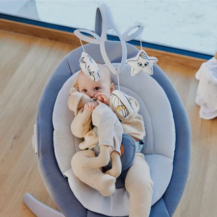 Lionelo - Dječja njihaljka s melodijom MELL Grey Stone 4xAA + daljinski upravljač