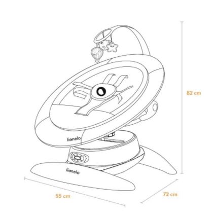 Lionelo - Dječja njihaljka s melodijom MELL Grey Stone 4xAA + daljinski upravljač