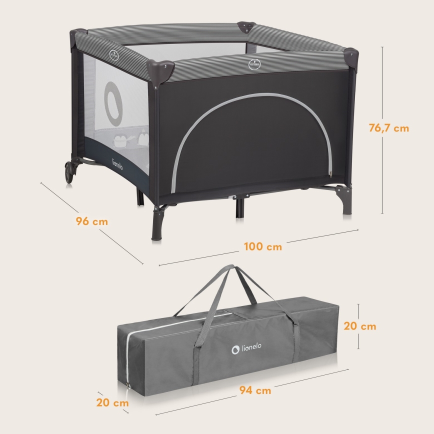 Lionelo - Dječja ogradica BONNIE Grey Scandi