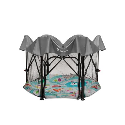 Lionelo - Dječja ogradica ROEL PLUS siva višebojna