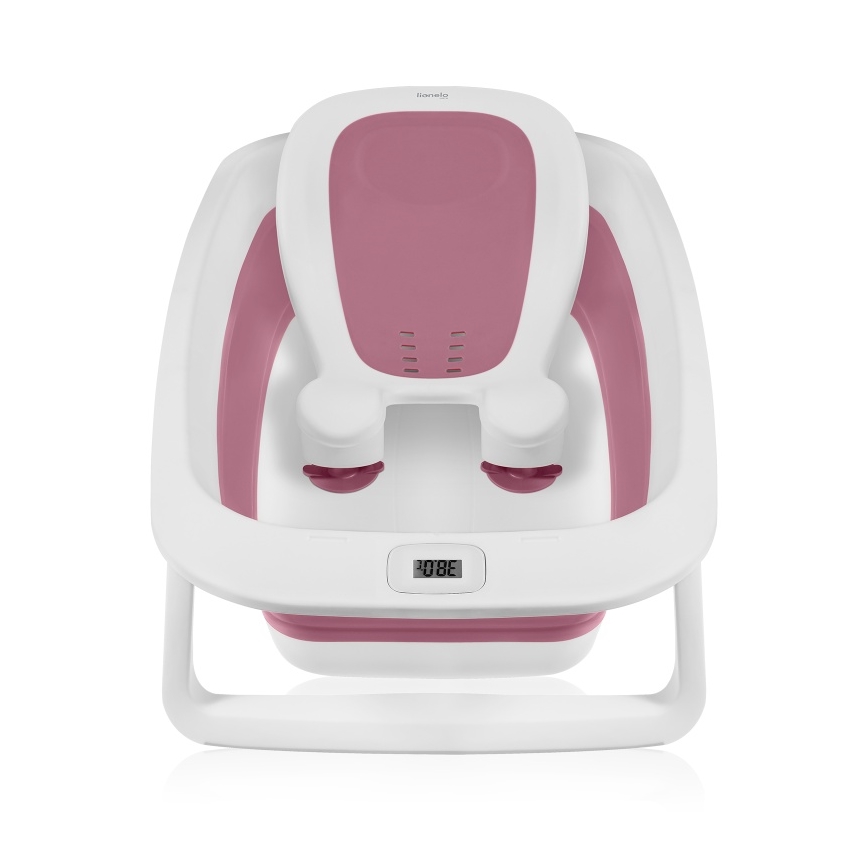 Lionelo - Dječja sklopiva kadica s termometrom BABY BUBBLE 2x LR44 Ružičasta magnolija