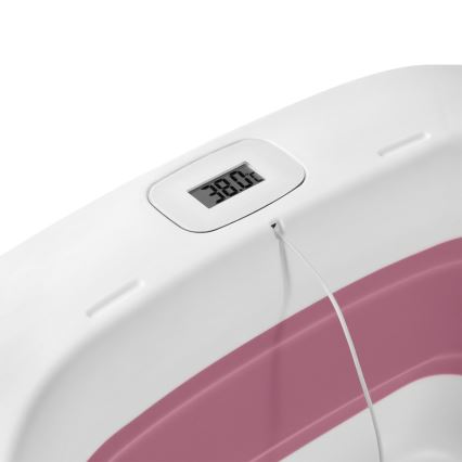 Lionelo - Dječja sklopiva kadica s termometrom BABY BUBBLE 2x LR44 Ružičasta magnolija