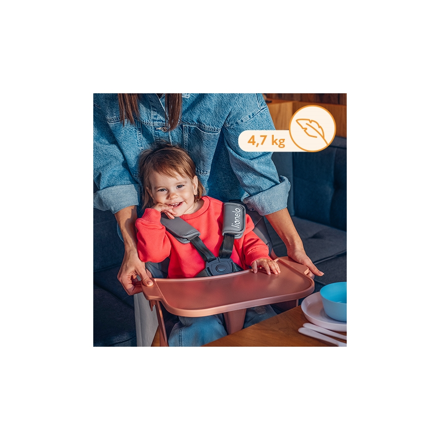 Lionelo - Dječja stolica za hranjenje 2u1 KOEN Pink Rose