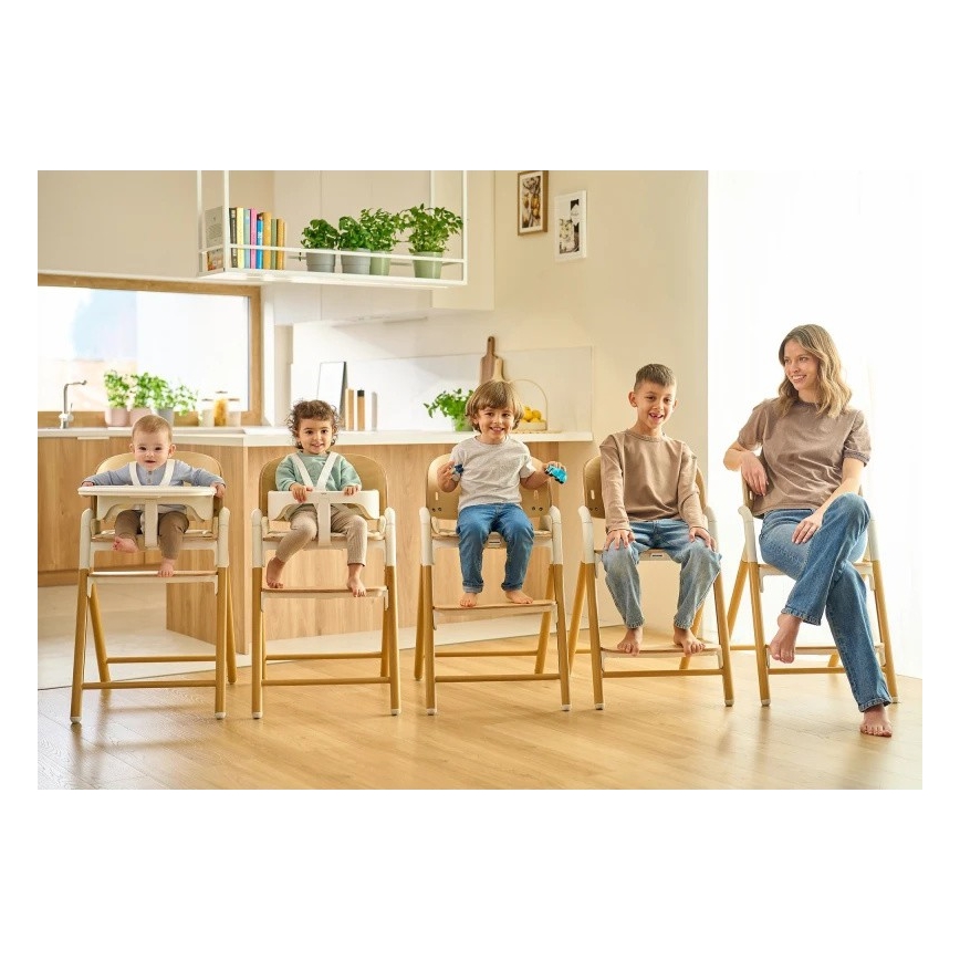 Lionelo - dječja stolica za hranjenje 3u1 CELIA bijela / prirodno drvo