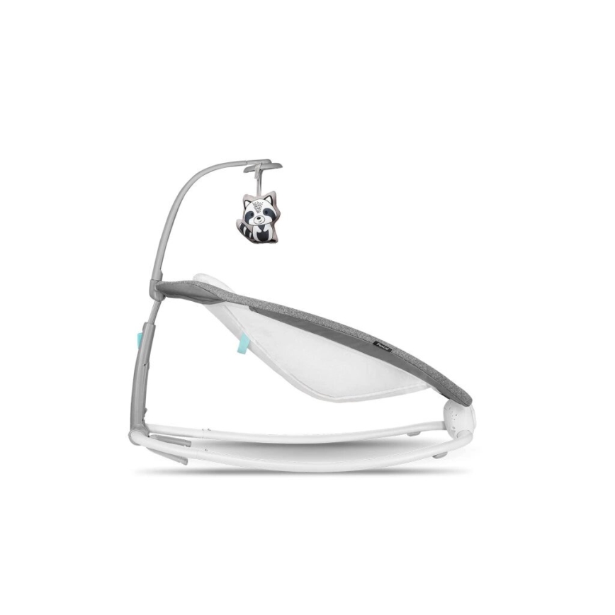 Lionelo - Dječja vibrirajuća ljuljačka s melodijom PASCAL 2xAA siva/tirkizna