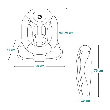 Lionelo - Dječja vibrirajuća ljuljačka s melodijom PASCAL 2xAA siva/tirkizna