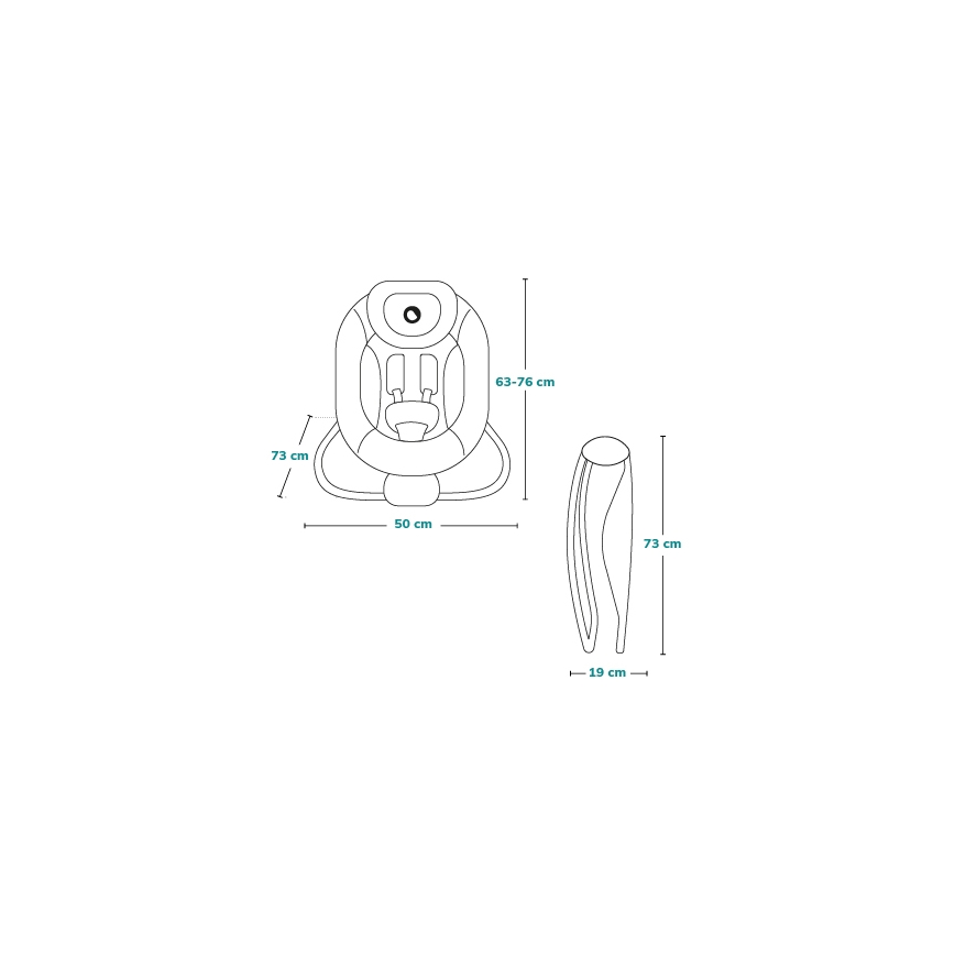 Lionelo - Dječja vibrirajuća ljuljačka s melodijom PASCAL 2xAA siva/tirkizna