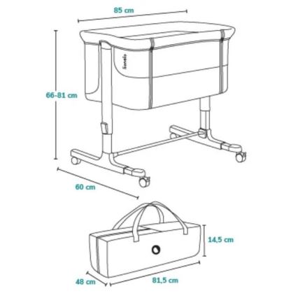 Lionelo - Dječji krevetić 3u1 AURORA crna