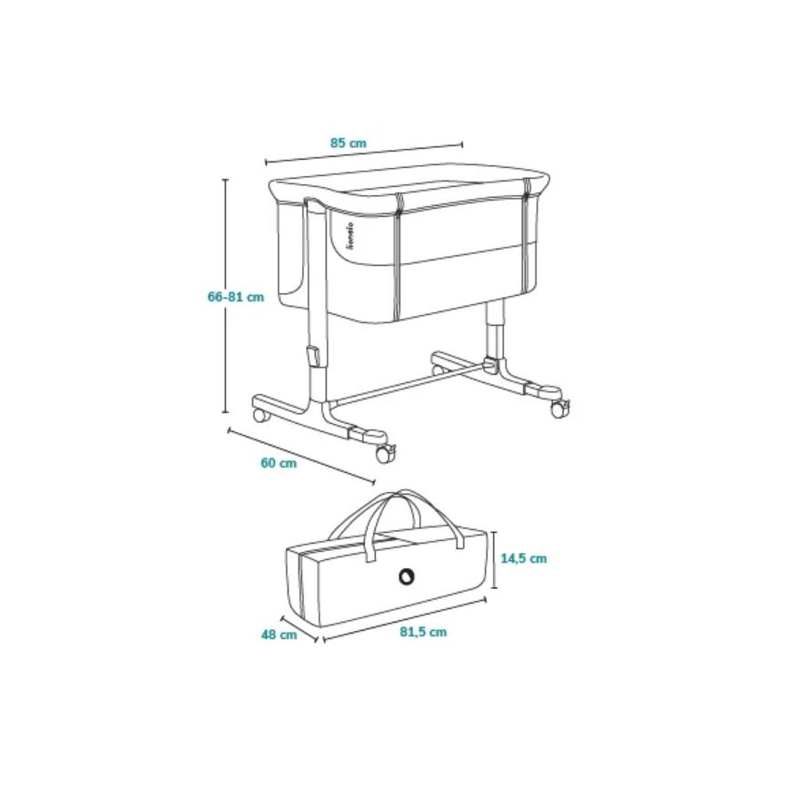 Lionelo - Dječji krevetić 3u1 AURORA crna