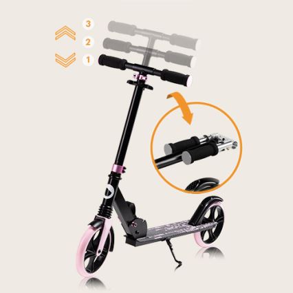 Lionelo - Dječji romobil LUCA crna/ružičasta