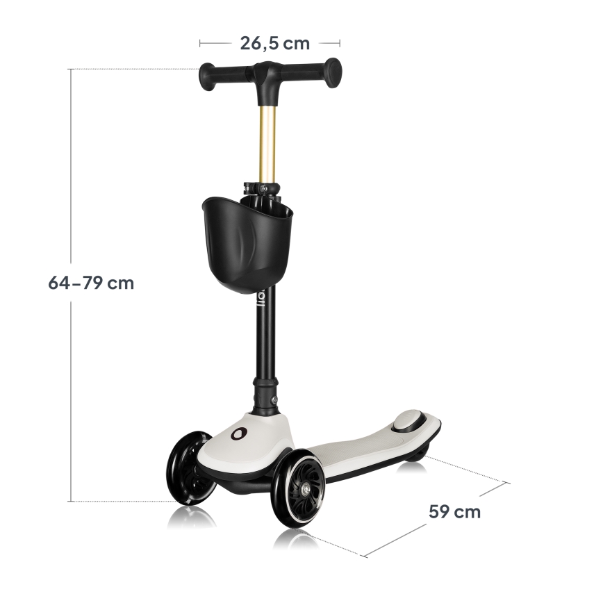 Lionelo - Dječji romobil MEY 3xAAA Beige Sand