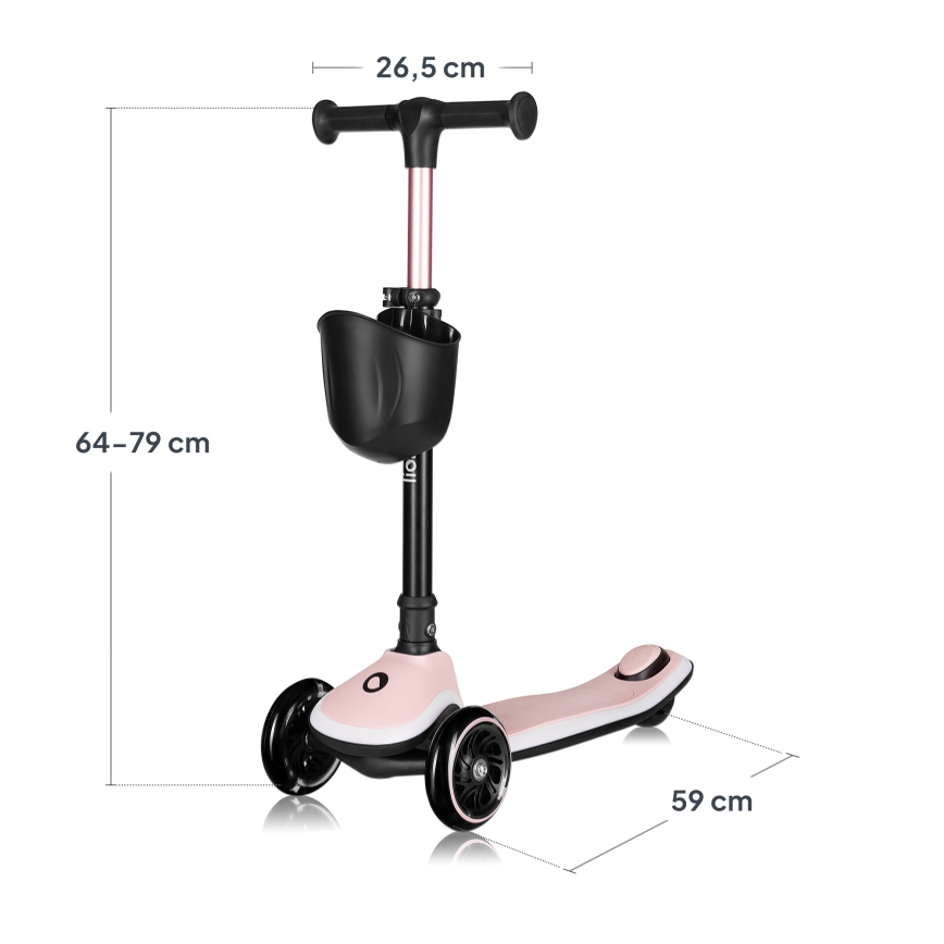 Lionelo - Dječji romobil MEY 3xAAA Pink Rose