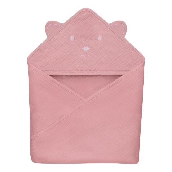 Lionelo - Dječji ručnik s kapuljačom MUSLIN HOODED TOWEL Pink Baby