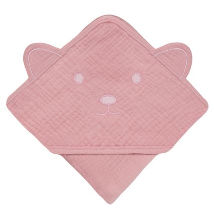 Lionelo - Dječji ručnik s kapuljačom MUSLIN HOODED TOWEL Pink Baby