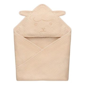 Lionelo - Dječji ručnik s kapuljačom MUSLIN HOODED TOWEL pješčano bež