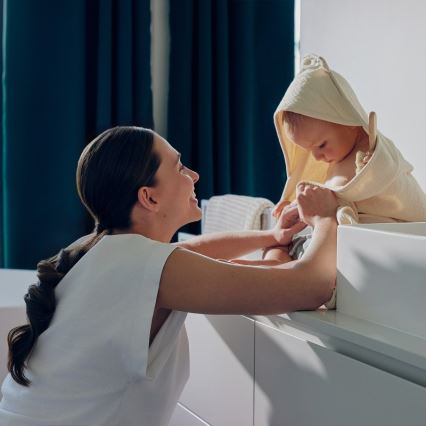 Lionelo - Dječji ručnik s kapuljačom MUSLIN HOODED TOWEL pješčano bež