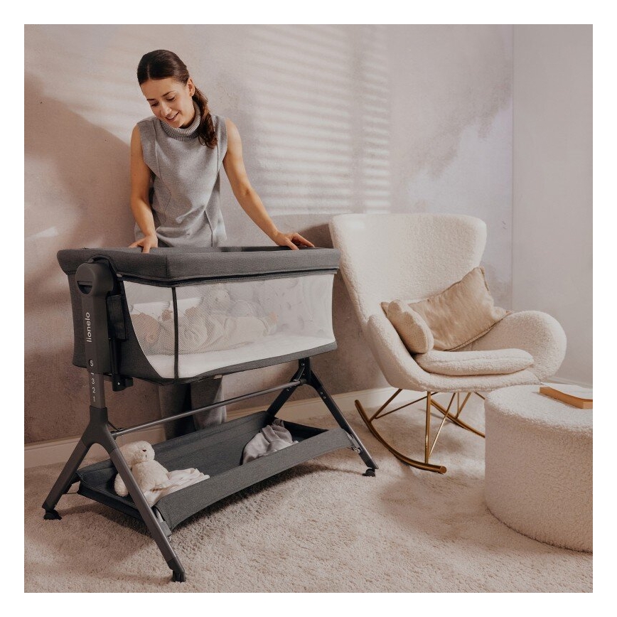 Lionelo - Dječji sivi krevetić 3 u 1 LEONIE PLUS