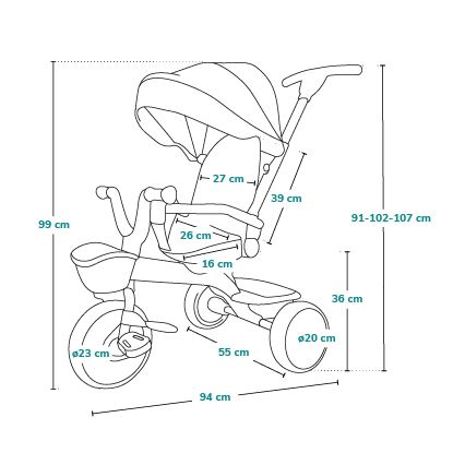 Lionelo - Dječji tricikl HAARI ružičasto/sivo