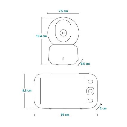 Lionelo - Dječji video monitor BABYLINE 9.1 5V 3600 mAh