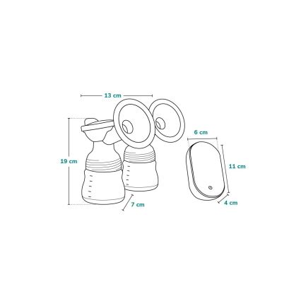 Lionelo - Električna punjiva dvostruka pumpa za izdajanje majčinog mlijeka TWEE GO 5V 1100 mAh 150 ml