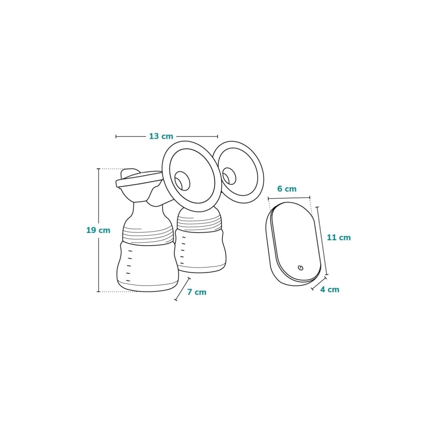 Lionelo - Električna punjiva dvostruka pumpa za izdajanje majčinog mlijeka TWEE GO 5V 1100 mAh 150 ml