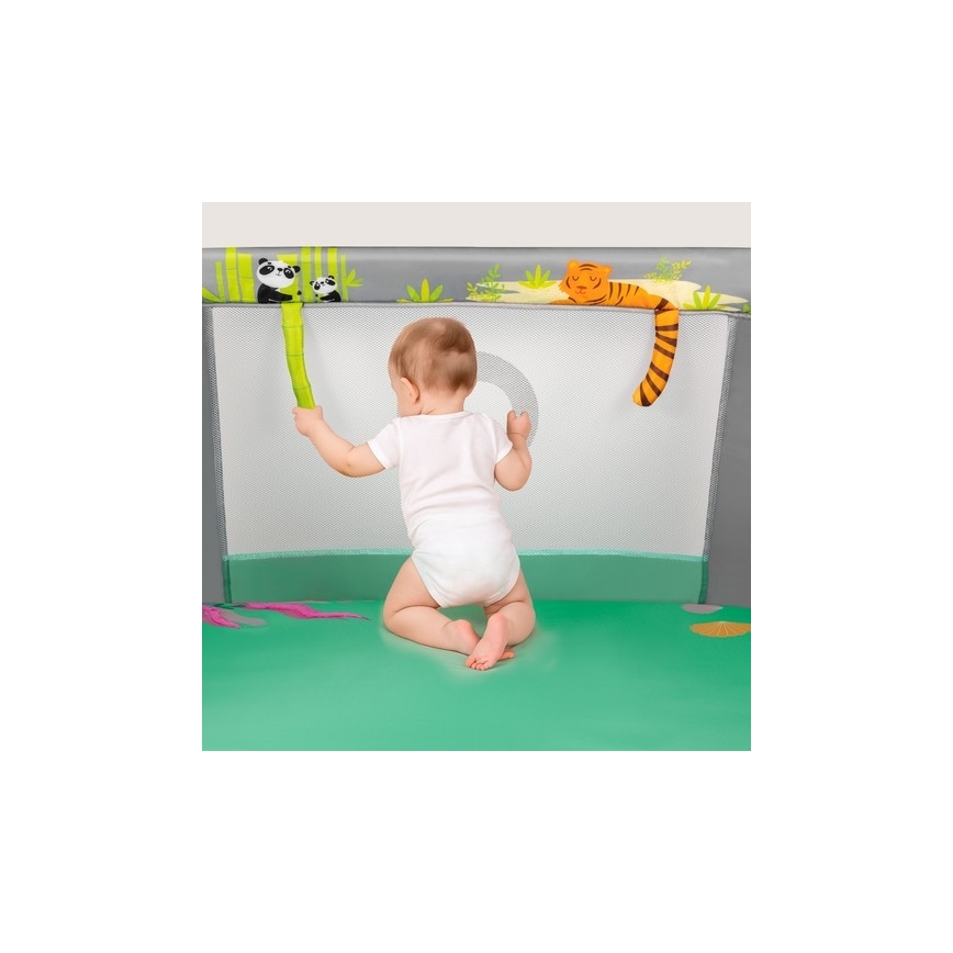 Lionelo - Igraća ograda MILLE PLUS sivo-zelena