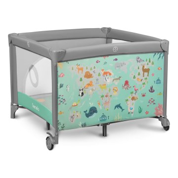 Lionelo - Igraća ogradica MILLE sivo-zelena