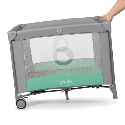 Lionelo - Igraća ogradica MILLE sivo-zelena