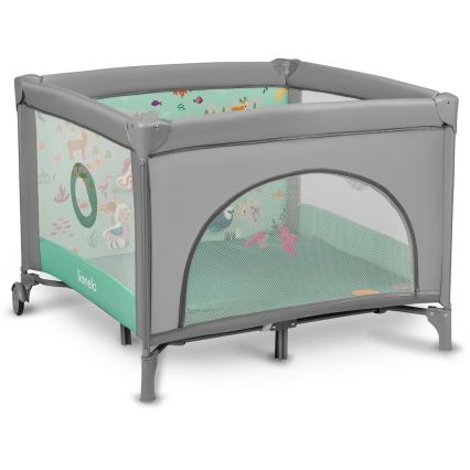 Lionelo - Igraća ogradica MILLE sivo-zelena