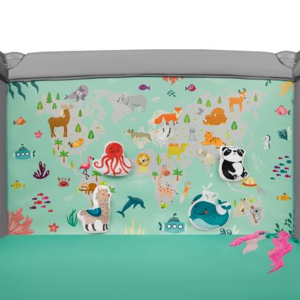 Lionelo - Igraća ogradica MILLE sivo-zelena