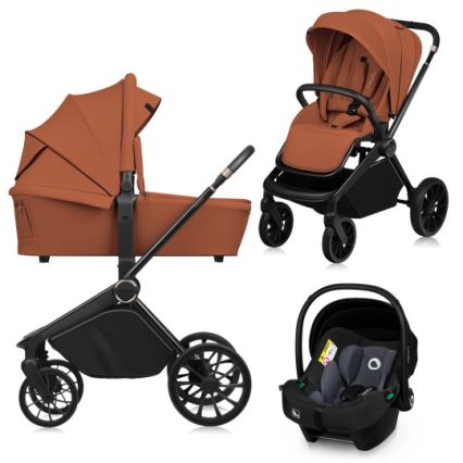 Lionelo - Kombinirana 3u1 dječja kolica MIKA PLUS Brown Rust