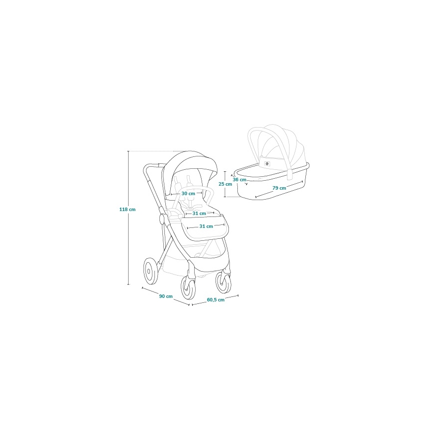 Lionelo - Kombinirana dječja kolica 2u1 AMBER PLUS Bež pijesak