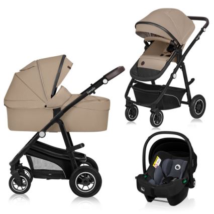Lionelo - Kombinirana dječja kolica 3u1 BIANKA Beige Sand