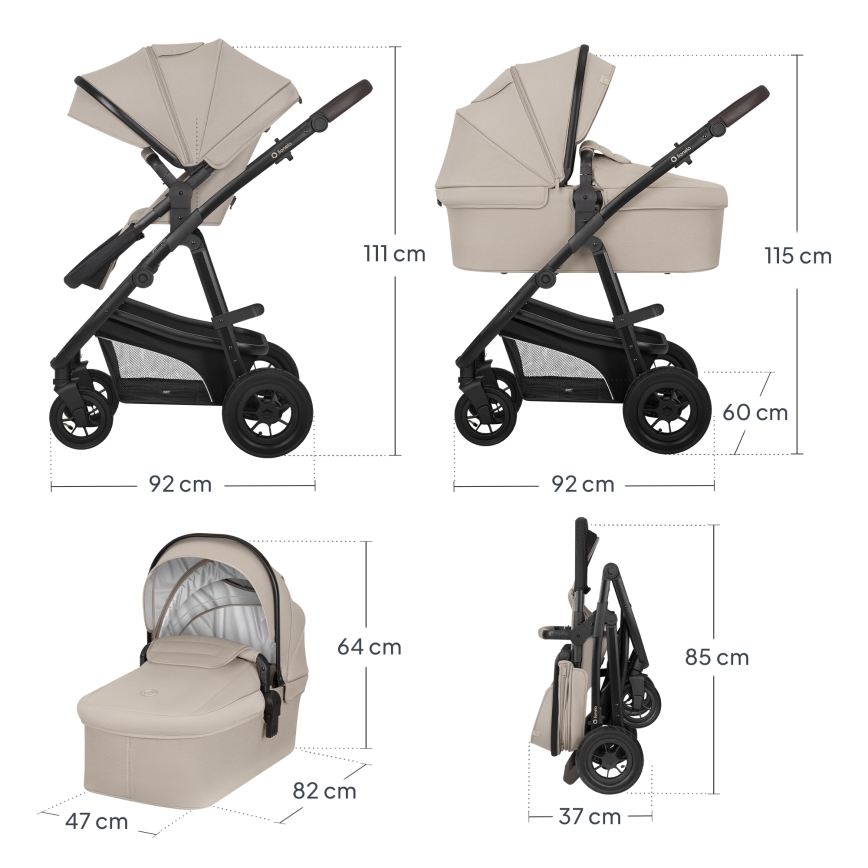 Lionelo - Kombinirana dječja kolica 3u1 BIANKA Beige Sand