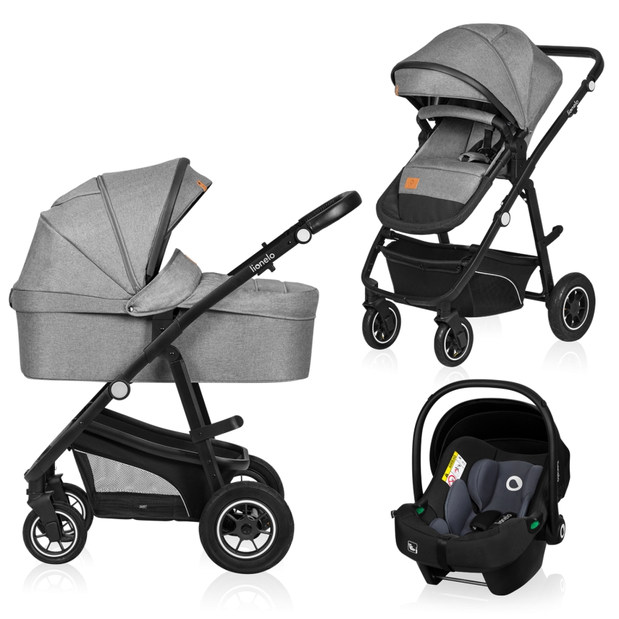 Lionelo - Kombinirana dječja kolica 3u1 BIANKA Grey Stone