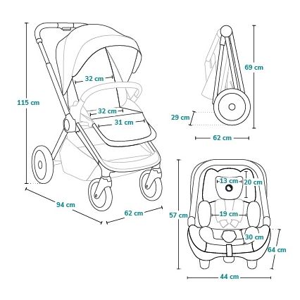 Lionelo - Kombinirana dječja kolica 3u1 LAYLA Zelena šuma