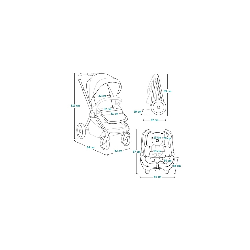 Lionelo - Kombinirana dječja kolica 3u1 LAYLA Zelena šuma