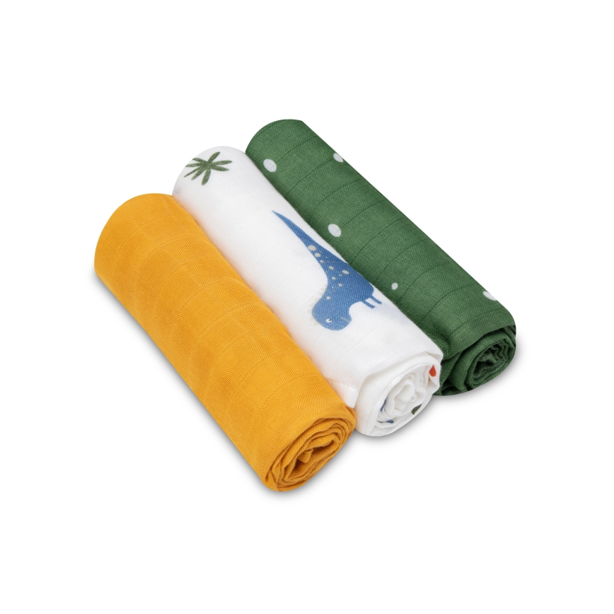 Lionelo - KOMPLET 3x bambusnih pelena BAMBOO SET 70x70 cm Dino